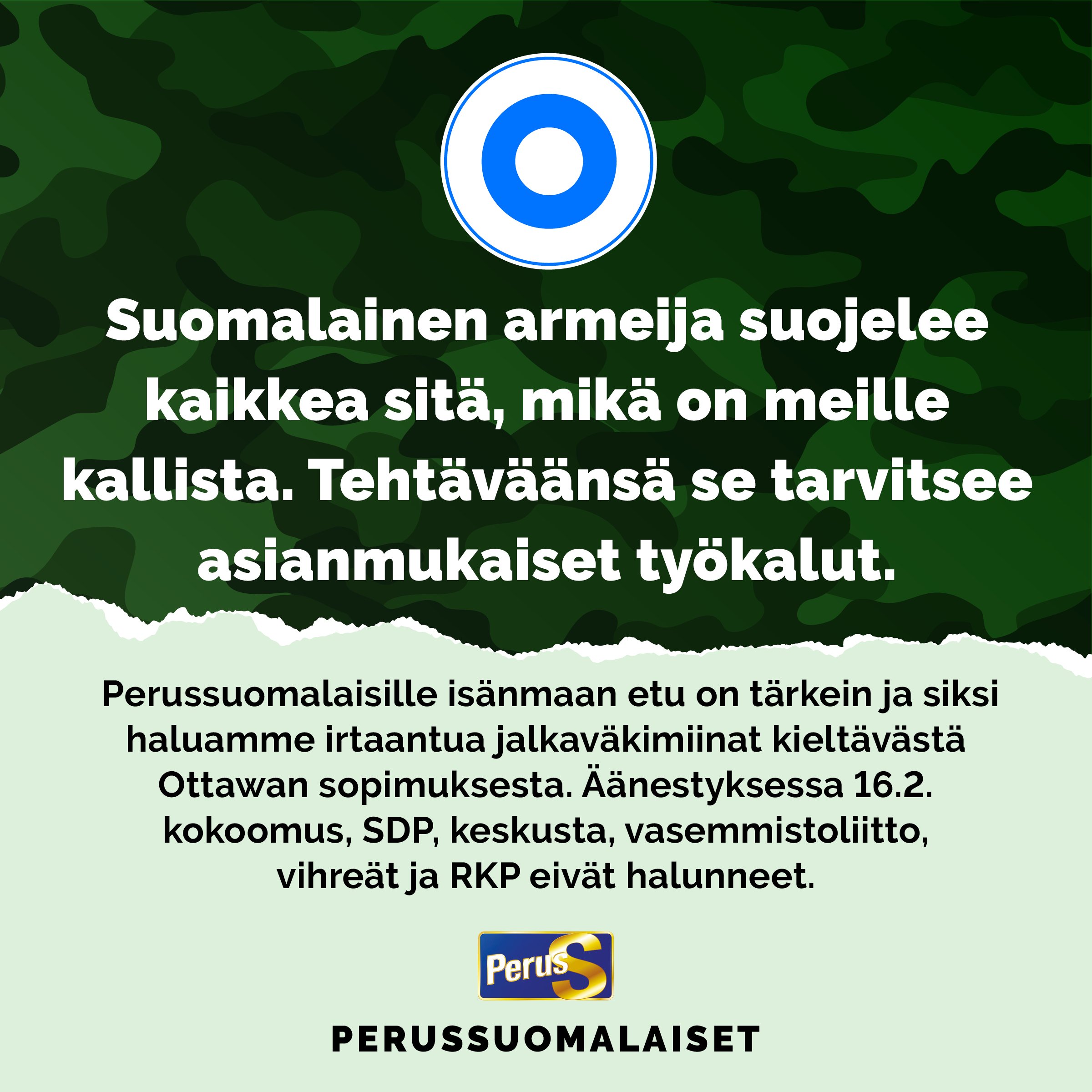 Ottawan sopimuksesta haluaa irti vain PS ja KD…muut äänesti vastaan ja näin  jalkaväkimiinoja ei saada suojaksi Suomelle. | Uusi Suomi Puheenvuoro